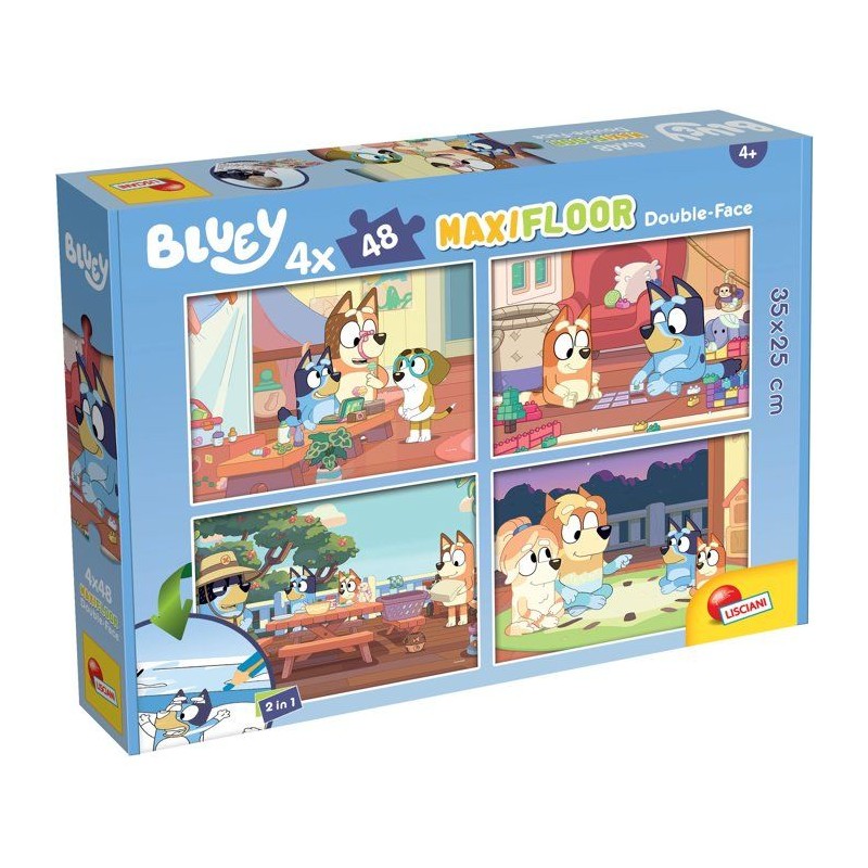 Puzzle MaxiFloor double face - Bluey - LISCIANIGIOCHI - 4 x 48 pieces