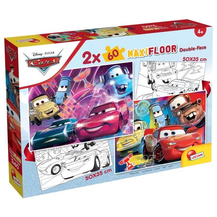 Puzzle MaxiFloor double face - Cars - LISCIANIGIOCHI - 2 x 60 pieces - Des 4 ans Puzzle MaxiFloor double face - Cars - LISCIANIGIOCHI - 2 x 60 pieces - Des 4 ans