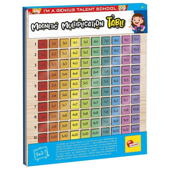 TALENT SCHOOL Table de Multiplication Magnétique Bois - LISCIANIGIOCHI - Pédagogie & Apprentissage Autonome - Des 6 ans