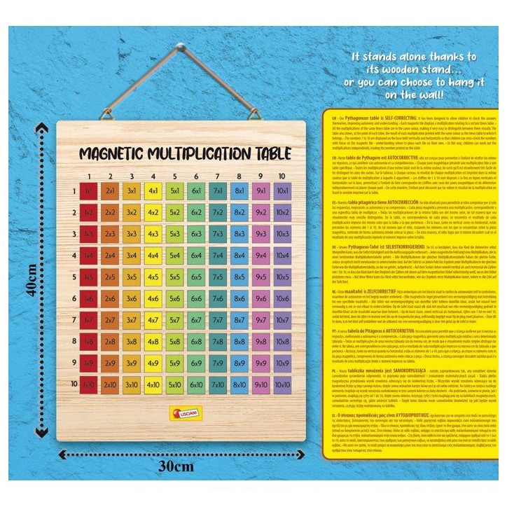TALENT SCHOOL Table de Multiplication Magnétique Bois - LISCIANIGIOCHI - Pédagogie & Apprentissage Autonome - Des 6 ans