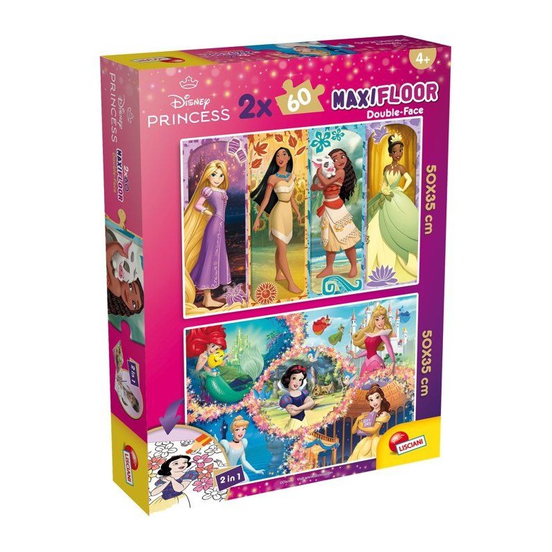 Puzzle MaxiFloor double face - Princesses - LISCIANIGIOCHI - 2 x 60 pi