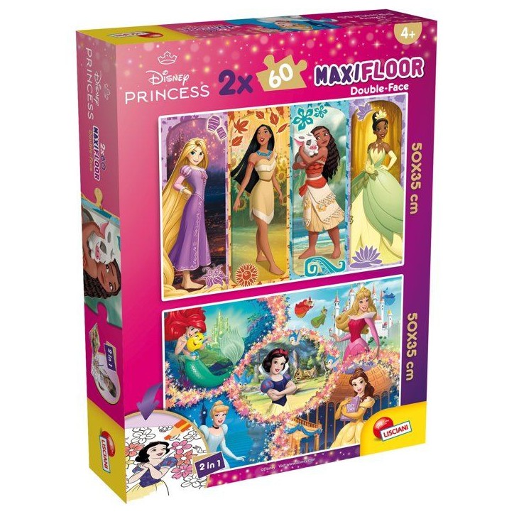 Puzzle MaxiFloor double face - Princesses - LISCIANIGIOCHI - 2 x 60 pieces - Des 4 ans Puzzle MaxiFloor double face - Princesses - LISCIANIGIOCHI - 2 x 60 pieces - Des 4 ans