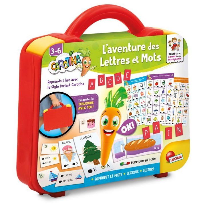 CAROTINA Stylo Parlant Valisette Aventure des Lettres et Mots - LISCIANIGIOCHI - Alphabet & Quiz - Des 3 ans CAROTINA Stylo Parlant Valisette Aventure des Lettres et Mots - LISCIANIGIOCHI - Alphabet & Quiz - Des 3 ans