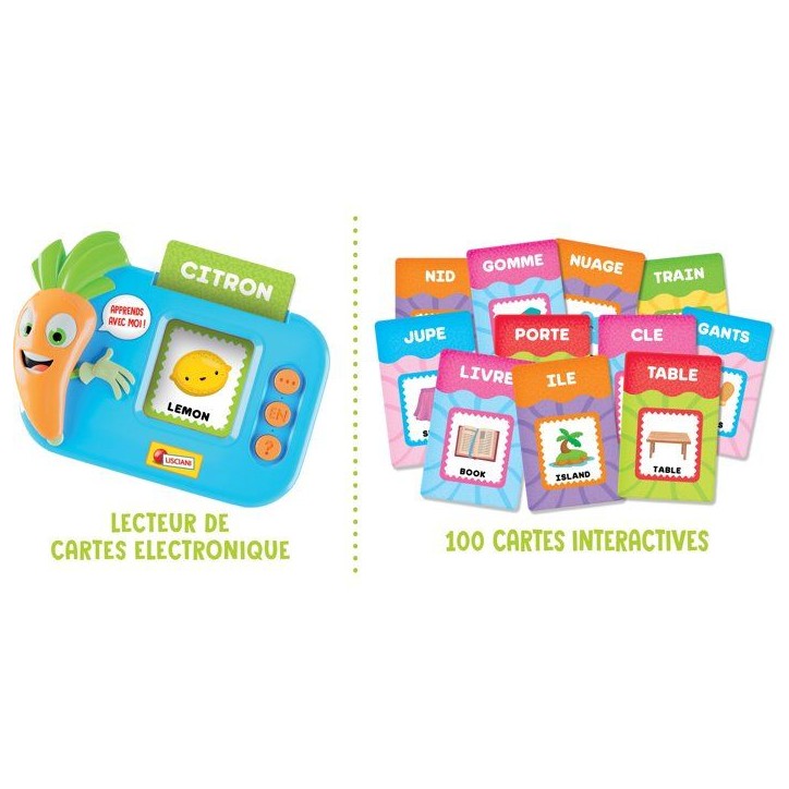 CAROTINA Le Petit Polyglotte - Jeu Éducatif Bilingue - LISCIANIGIOCHI - 100 Mots & Quiz Interactif - Des 3 ans CAROTINA Le Petit Polyglotte - Jeu Éducatif Bilingue - LISCIANIGIOCHI - 100 Mots & Quiz Interactif - Des 3 ans