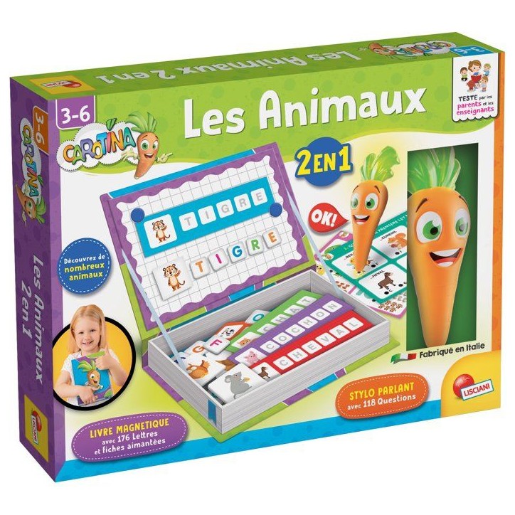 CAROTINA Stylo Parlant + Jouets Magnétiques 2-en-1 - LISCIANIGIOCHI - Les Animaux - Apprentissage & Logique - Des 3 ans CAROTINA Stylo Parlant + Jouets Magnétiques 2-en-1 - LISCIANIGIOCHI - Les Animaux - Apprentissage & Logique - Des 3 ans