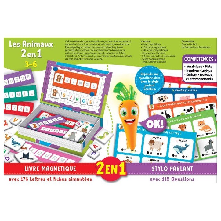 CAROTINA Stylo Parlant + Jouets Magnétiques 2-en-1 - LISCIANIGIOCHI - Les Animaux - Apprentissage & Logique - Des 3 ans CAROTINA Stylo Parlant + Jouets Magnétiques 2-en-1 - LISCIANIGIOCHI - Les Animaux - Apprentissage & Logique - Des 3 ans