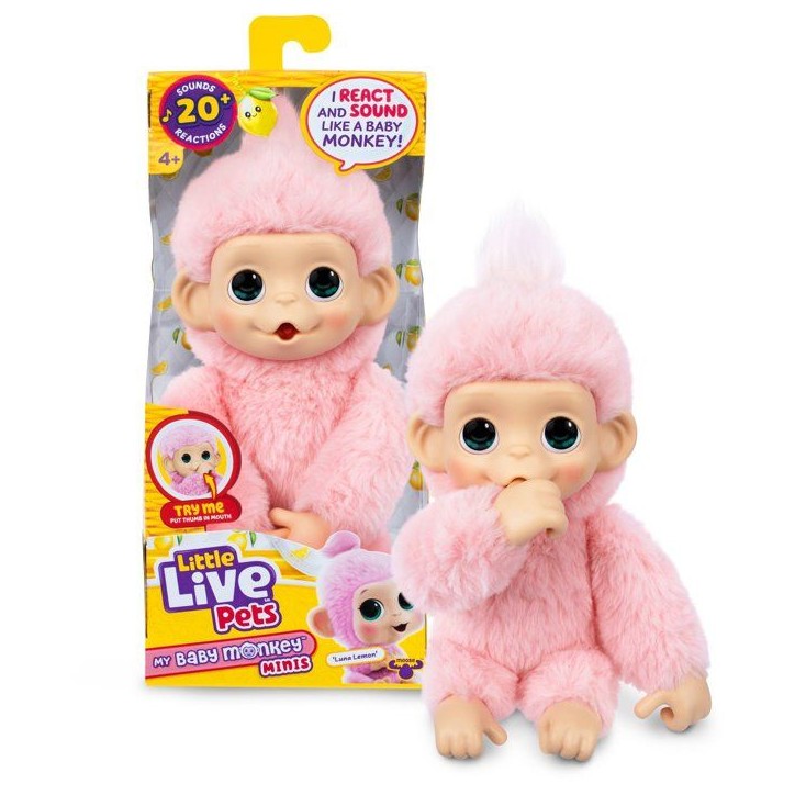 Peluche - LITTLE LIVE PETS - Mon bébé singe mini - Rose - Des 4 ans Peluche - LITTLE LIVE PETS - Mon bébé singe mini - Rose - Des 4 ans