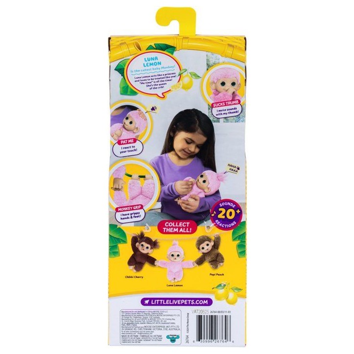 Peluche - LITTLE LIVE PETS - Mon bébé singe mini - Rose - Des 4 ans Peluche - LITTLE LIVE PETS - Mon bébé singe mini - Rose - Des 4 ans