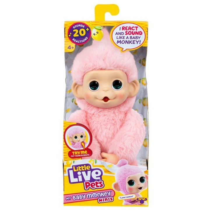 Peluche - LITTLE LIVE PETS - Mon bébé singe mini - Rose - Des 4 ans Peluche - LITTLE LIVE PETS - Mon bébé singe mini - Rose - Des 4 ans