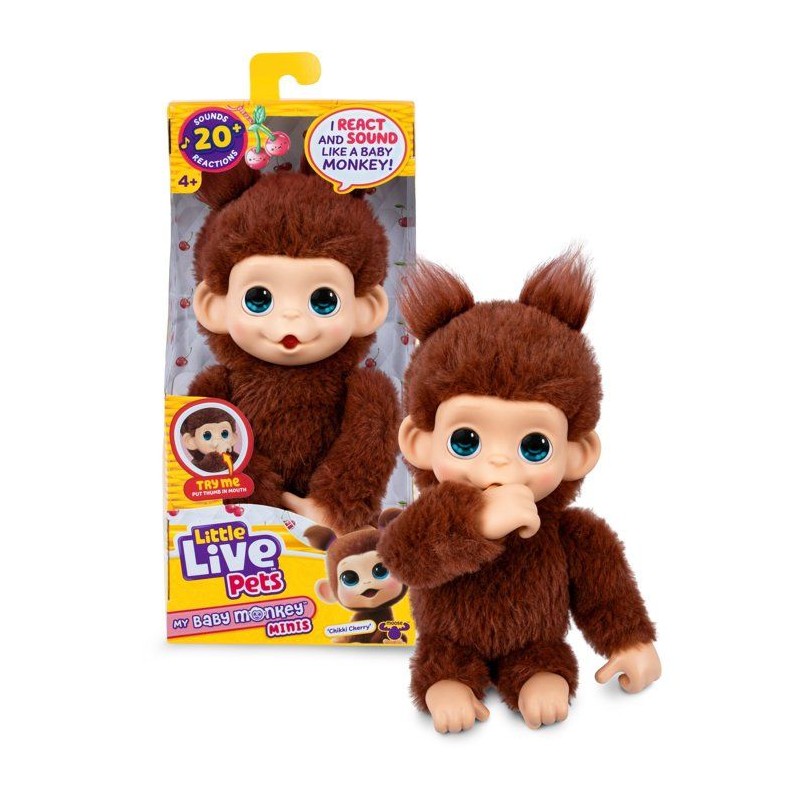 Peluche - LITTLE LIVE PETS - Mon bébé singe mini - Marron - Des 4 an