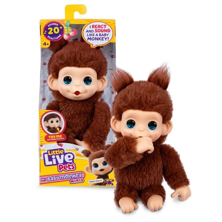 Peluche - LITTLE LIVE PETS - Mon bébé singe mini - Marron - Des 4 ans Peluche - LITTLE LIVE PETS - Mon bébé singe mini - Marron - Des 4 ans