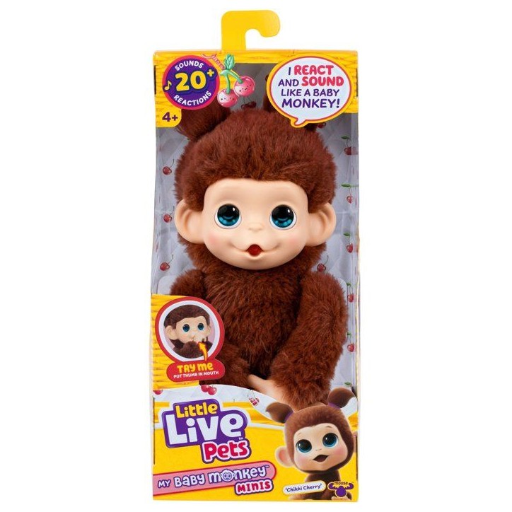 Peluche - LITTLE LIVE PETS - Mon bébé singe mini - Marron - Des 4 ans Peluche - LITTLE LIVE PETS - Mon bébé singe mini - Marron - Des 4 ans