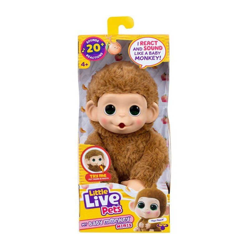 Peluche - LITTLE LIVE PETS - Mon bébé singe mini - Caramel - Des 4 a