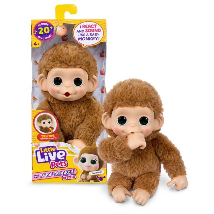 Peluche - LITTLE LIVE PETS - Mon bébé singe mini - Caramel - Des 4 ans Peluche - LITTLE LIVE PETS - Mon bébé singe mini - Caramel - Des 4 ans