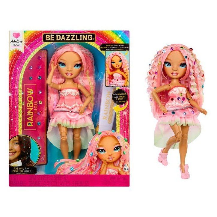 Rainbow High - Poupée Mannequin Be Dazzling - Adeline Rose - 28 cm - Pierres précieuses scintillantes et accessoires inclus Rainbow High - Poupée Mannequin Be Dazzling - Adeline Rose - 28 cm - Pierres précieuses scintillantes et accessoires inclus