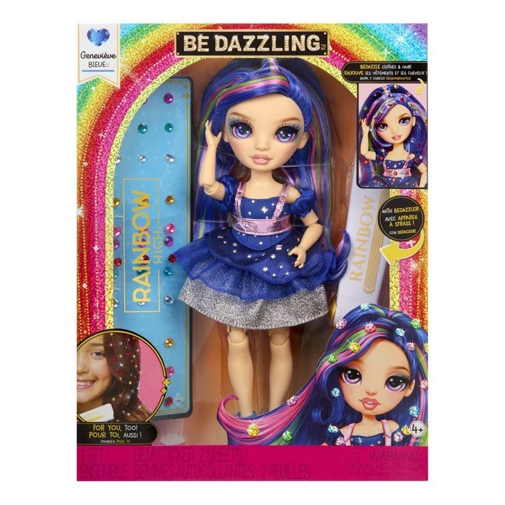 Rainbow High Poupée Mannequin Be Dazzling - Genevieve Bleu - 28 cm - Pierres précieuses scintillantes et accessoires inclus Rainbow High Poupée Mannequin Be Dazzling - Genevieve Bleu - 28 cm - Pierres précieuses scintillantes et accessoires inclus