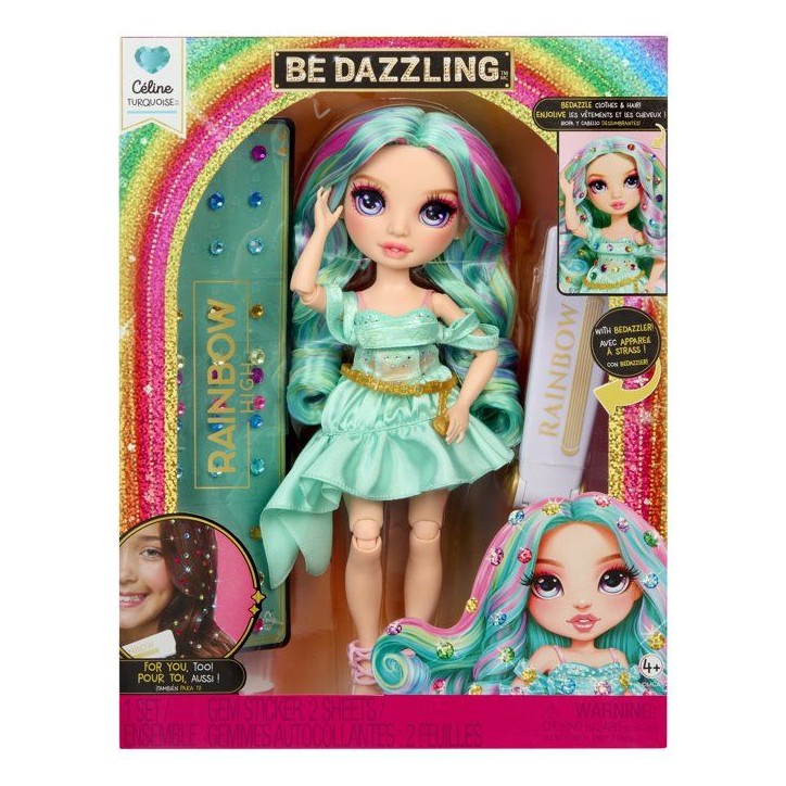 Rainbow High - Poupée Mannequin Be Dazzling - Celine Turquoise - 28 cm - Pierres précieuses scintillantes et accessoires inclu Rainbow High - Poupée Mannequin Be Dazzling - Celine Turquoise - 28 cm - Pierres précieuses scintillantes et accessoires inclu