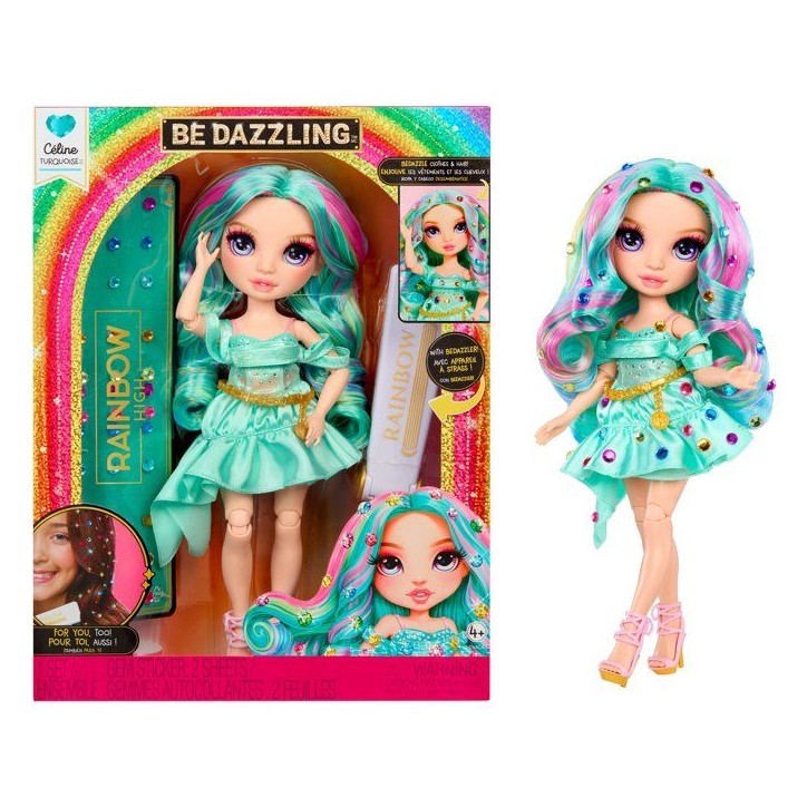 Rainbow High - Poupée Mannequin Be Dazzling - Celine Turquoise - 28 cm - Pierres précieuses scintillantes et accessoires inclu Rainbow High - Poupée Mannequin Be Dazzling - Celine Turquoise - 28 cm - Pierres précieuses scintillantes et accessoires inclu