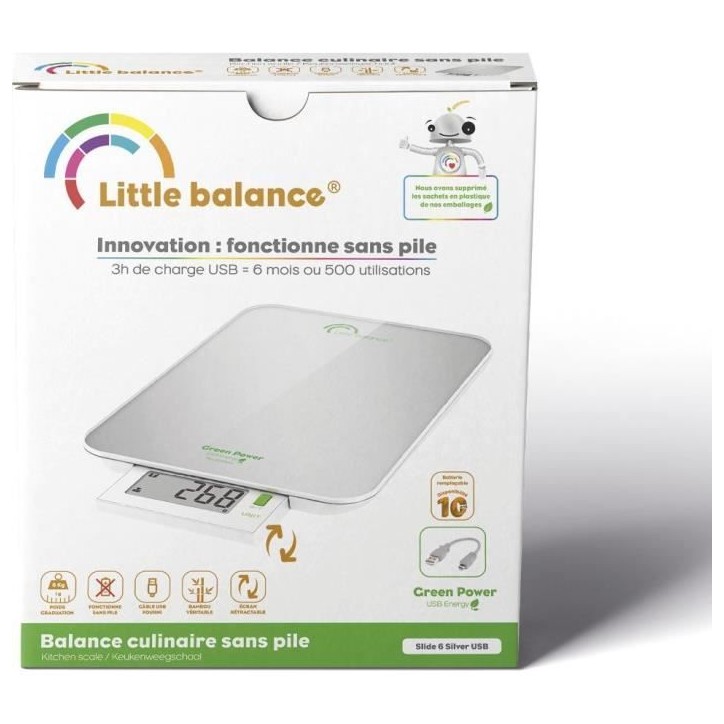 Balance culinaire - LITTLE BALANCE - Slide 6 - Silver - USB Balance culinaire - LITTLE BALANCE - Slide 6 - Silver - USB