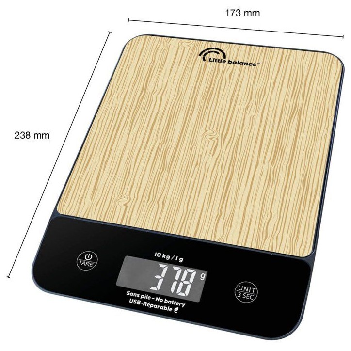 Balance de cuisine - LITTLE BALANCE - 8712 - Happy Genius 10 - USB - Sans pile - Bois naturel Balance de cuisine - LITTLE BALANCE - 8712 - Happy Genius 10 - USB - Sans pile - Bois naturel