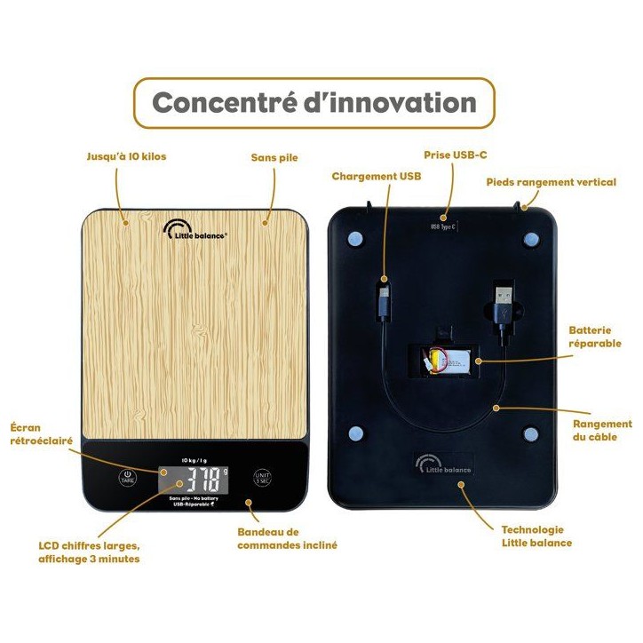 Balance de cuisine - LITTLE BALANCE - 8712 - Happy Genius 10 - USB - Sans pile - Bois naturel Balance de cuisine - LITTLE BALANCE - 8712 - Happy Genius 10 - USB - Sans pile - Bois naturel