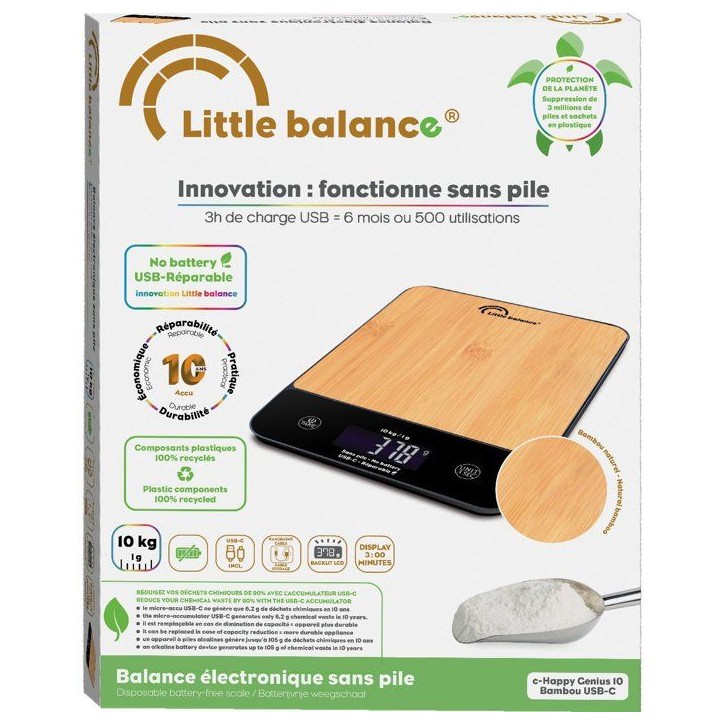 Balance de cuisine - LITTLE BALANCE - 8712 - Happy Genius 10 - USB - Sans pile - Bois naturel Balance de cuisine - LITTLE BALANCE - 8712 - Happy Genius 10 - USB - Sans pile - Bois naturel