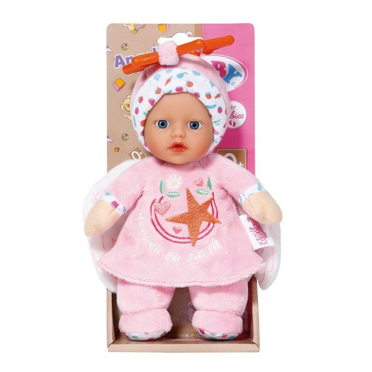 Poupon - BABY BORN - Poupon Ange - 18cm - Hochet intégré - Tout doux - Lavable - Des la naissance - Bleu OU Rose Poupon - BABY BORN - Poupon Ange - 18cm - Hochet intégré - Tout doux - Lavable - Des la naissance - Bleu OU Rose