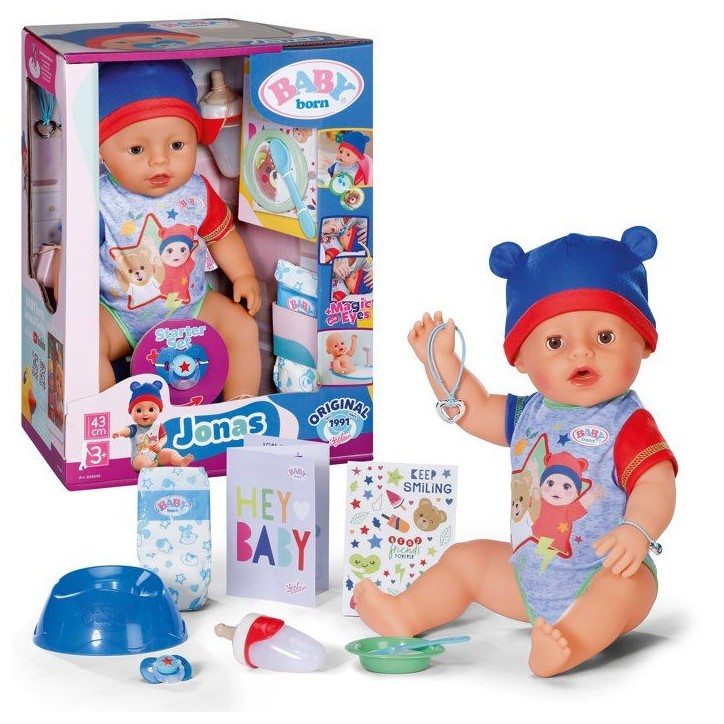 Poupon - BABY BORN - Jonas - 10 fonctions réalistes - 10 accessoires - Bleu et Rouge - 43cm - Des 3 ans Poupon - BABY BORN - Jonas - 10 fonctions réalistes - 10 accessoires - Bleu et Rouge - 43cm - Des 3 ans