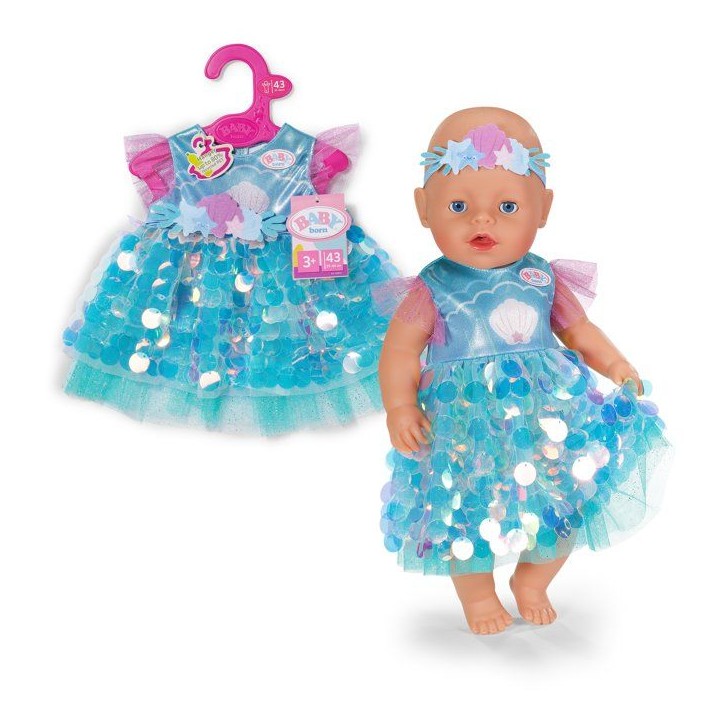 Robe sirene pour poupon - BABY BORN - Accessoire vendu sans le poupon - Taille 43 cm - Des 3 ans Robe sirene pour poupon - BABY BORN - Accessoire vendu sans le poupon - Taille 43 cm - Des 3 ans