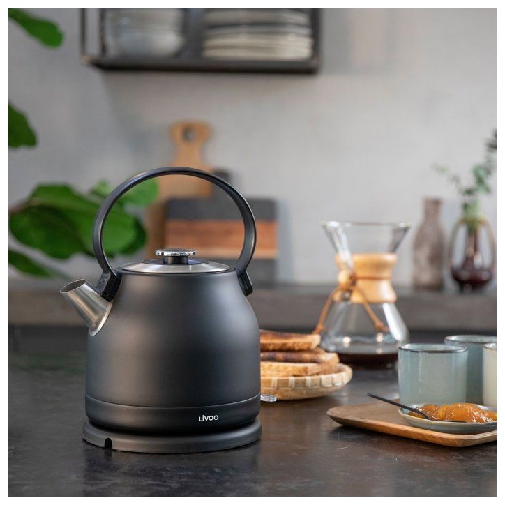 Bouilloire rétro - LIVOO - DOD202N - 2200 W - 1,5 L - Socle 360° - Noir Bouilloire rétro - LIVOO - DOD202N - 2200 W - 1,5 L - Socle 360° - Noir