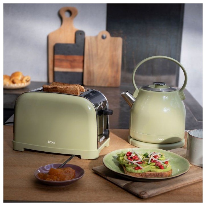 Bouilloire rétro - LIVOO - DOD202M - 2200 W - 1,5 L - Socle 360° - Matcha Bouilloire rétro - LIVOO - DOD202M - 2200 W - 1,5 L - Socle 360° - Matcha