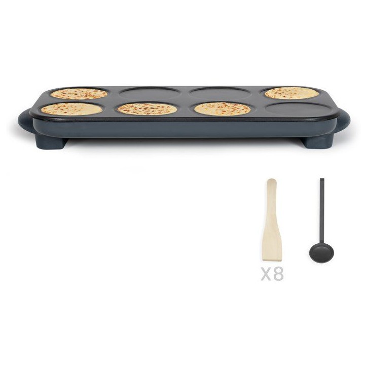 Maxi crepes party - LIVOO - DOC186G - 1500 W - 8 mini crepes Ø 12 cm - Revetement antiadhésif - Noir Maxi crepes party - LIVOO - DOC186G - 1500 W - 8 mini crepes Ø 12 cm - Revetement antiadhésif - Noir