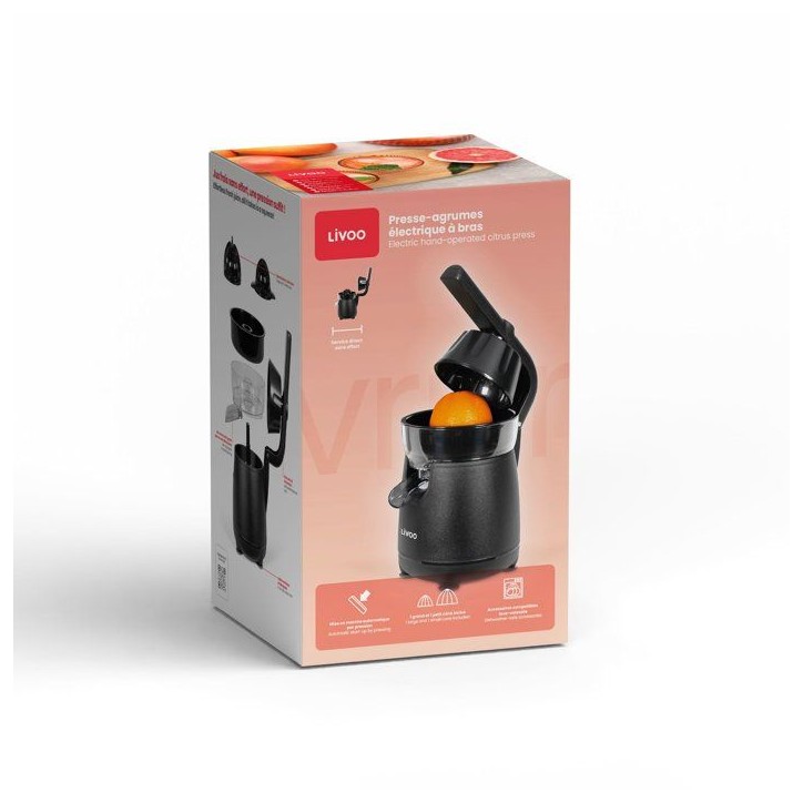 Presse-agrumes électrique a bras - LIVOO - DOD211N - 120 W - 1 grand cône et 1 petit cône - Noir Presse-agrumes électrique a bras - LIVOO - DOD211N - 120 W - 1 grand cône et 1 petit cône - Noir