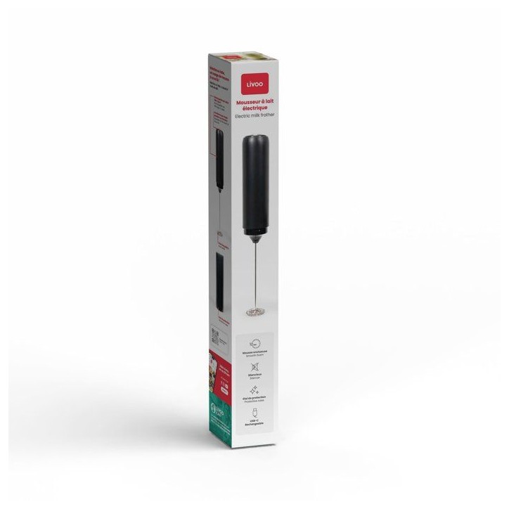 Mousseur a lait électrique rechargeable - LIVOO - DOD225N - Fonctionne par simple pression - Noir Mousseur a lait électrique rechargeable - LIVOO - DOD225N - Fonctionne par simple pression - Noir