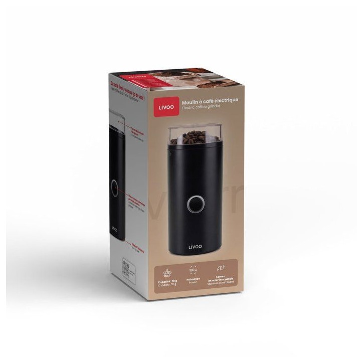 Moulin a café électrique - LIVOO - DOD219N - 180 W - 12 tasses - Noir Moulin a café électrique - LIVOO - DOD219N - 180 W - 12 tasses - Noir