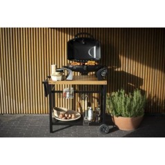 Desserte pour plancha - LIVOO - GS131 - Métal - Noir - 85 x 50 cm - Range bouteille