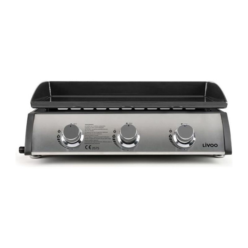 Plancha gaz - LIVOO - 3 bruleurs - 61 x 38 cm - DOC277