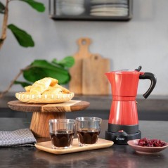 Cafetiere italienne électrique - LIVOO - DOD117RC - 480 W - 300 ml - 6 tasses - Rouge / Noir