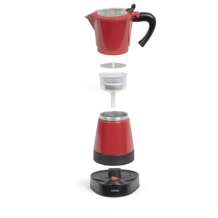 Cafetiere italienne électrique - LIVOO - DOD117RC - 480 W - 300 ml - 6 tasses - Rouge / Noir Cafetiere italienne électrique - LIVOO - DOD117RC - 480 W - 300 ml - 6 tasses - Rouge / Noir