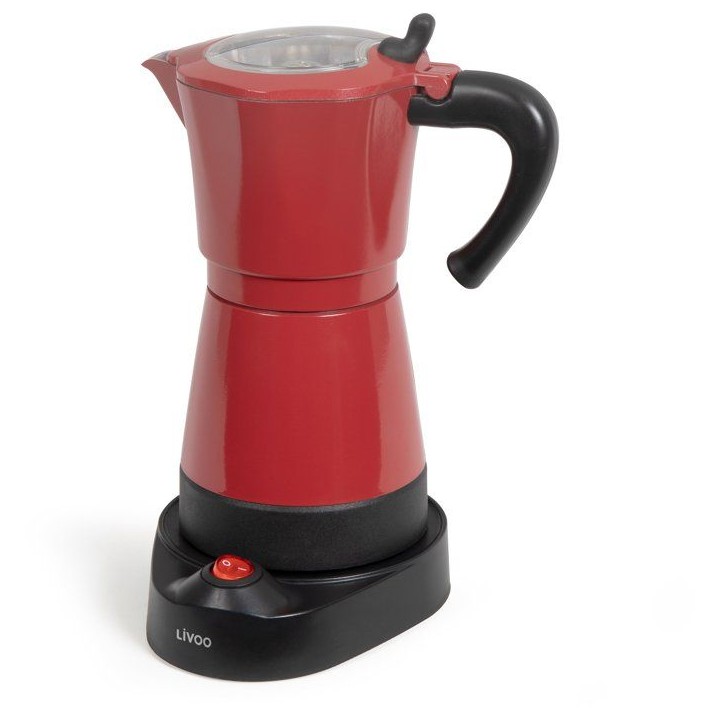 Cafetiere italienne électrique - LIVOO - DOD117RC - 480 W - 300 ml - 6 tasses - Rouge / Noir Cafetiere italienne électrique - LIVOO - DOD117RC - 480 W - 300 ml - 6 tasses - Rouge / Noir
