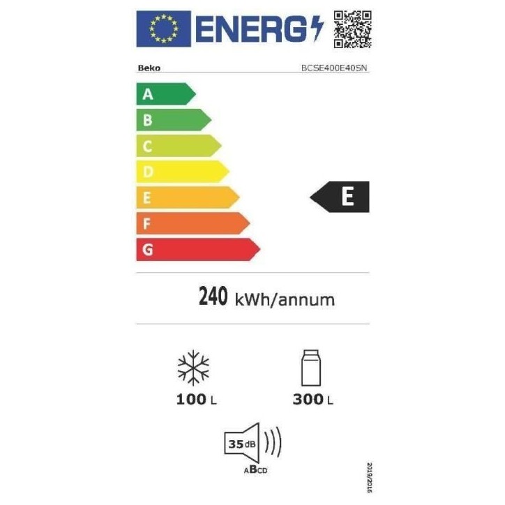 Réfrigérateur encastrable BEKO - Technologie Harvestfresh - 2 portes - 400L - Froid brassé Réfrigérateur encastrable BEKO - Technologie Harvestfresh - 2 portes - 400L - Froid brassé