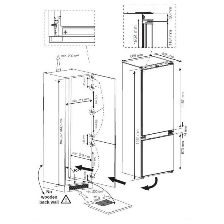 Réfrigérateur encastrable BEKO - Technologie Harvestfresh - 2 portes - 400L - Froid brassé Réfrigérateur encastrable BEKO - Technologie Harvestfresh - 2 portes - 400L - Froid brassé