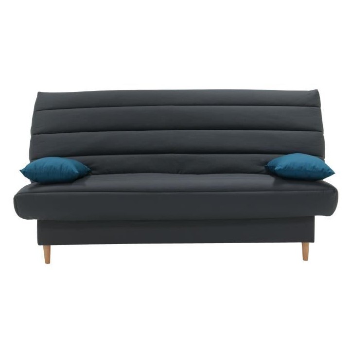 Banquette clic clac 3 places - Tissu anthracite - Style scandinave - L 190 x P92 cm - LIV Banquette clic clac 3 places - Tissu anthracite - Style scandinave - L 190 x P92 cm - LIV