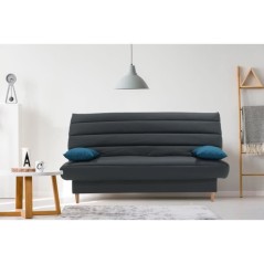 Banquette clic clac 3 places - Tissu anthracite - Style scandinave - L 190 x P92 cm - LIV