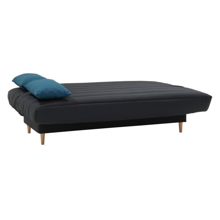 Banquette clic clac 3 places - Tissu anthracite - Style scandinave - L 190 x P92 cm - LIV Banquette clic clac 3 places - Tissu anthracite - Style scandinave - L 190 x P92 cm - LIV