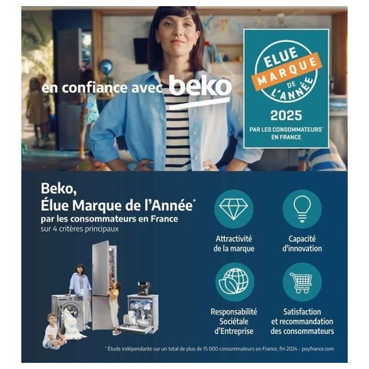Réfrigérateur encastrable BEKO - Technologie Harvestfresh - 2 portes - 400L - Froid brassé Réfrigérateur encastrable BEKO - Technologie Harvestfresh - 2 portes - 400L - Froid brassé