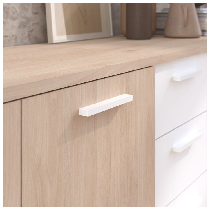 Ensemble Buffet et Table rectangulaire - Style Scandinave - LOFT - Chene / Blanc - PARISOT Ensemble Buffet et Table rectangulaire - Style Scandinave - LOFT - Chene / Blanc - PARISOT