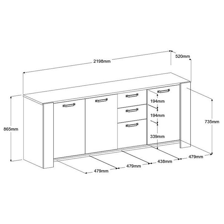 Ensemble Buffet et Table rectangulaire - Style Scandinave - LOFT - Chene / Blanc - PARISOT Ensemble Buffet et Table rectangulaire - Style Scandinave - LOFT - Chene / Blanc - PARISOT