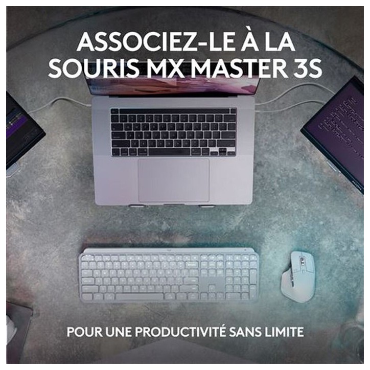Clavier - Sans fil - Logitech - MX Keys S Plus- AZERTY - Repose poignet - Noir Clavier - Sans fil - Logitech - MX Keys S Plus- AZERTY - Repose poignet - Noir
