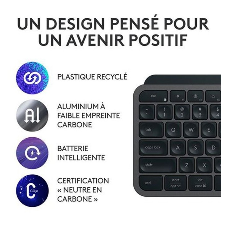Clavier - Sans fil - Logitech - MX Keys S Plus- AZERTY - Repose poignet - Noir Clavier - Sans fil - Logitech - MX Keys S Plus- AZERTY - Repose poignet - Noir